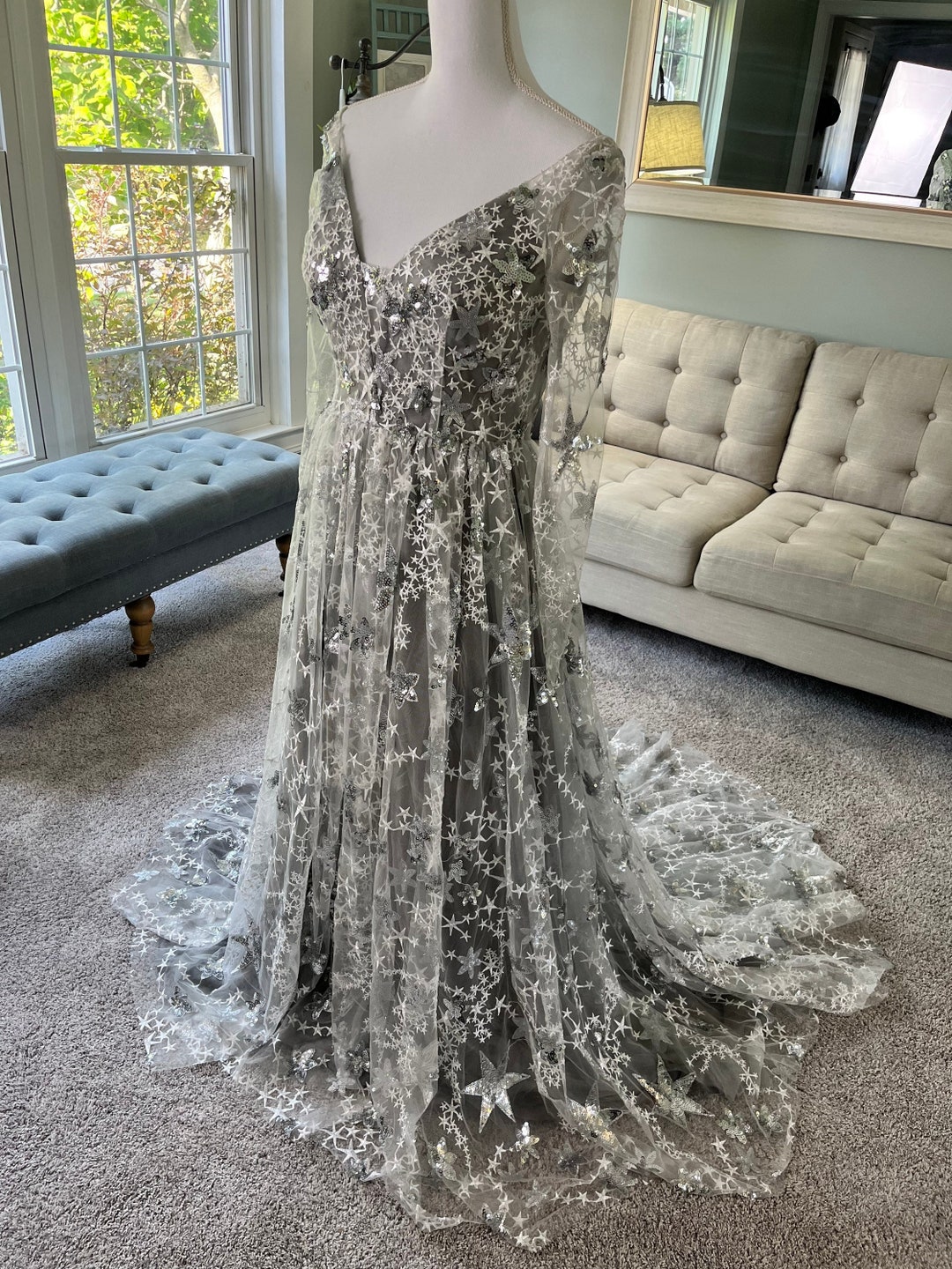 Custom Celestial Wedding Dress, Star Wedding Dress, Galaxy Wedding Dress, Custom Wedding Dress