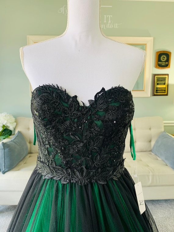 black and green wedding dress
