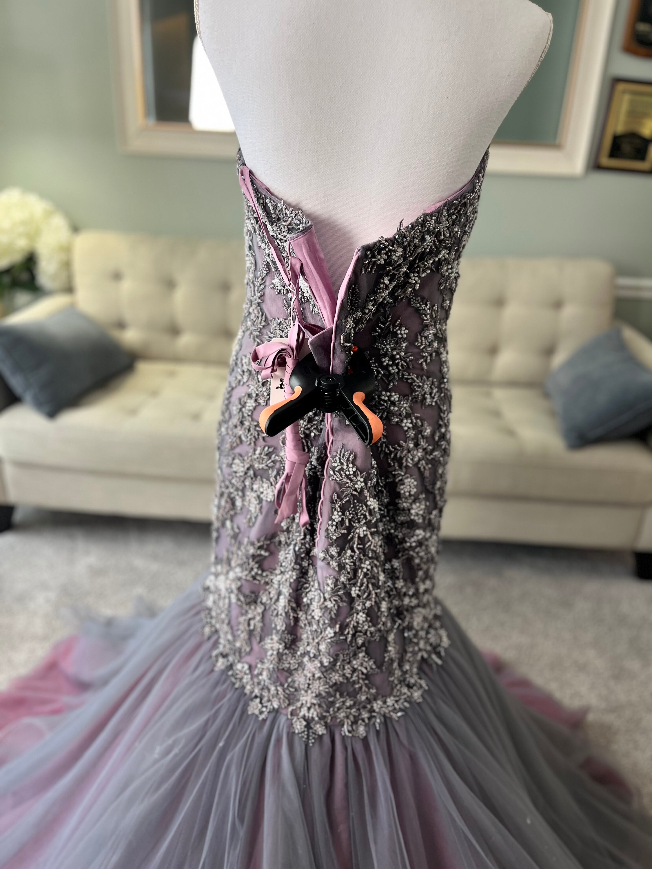 grey and magenta combination dress Jenny Charcoal Gothic Wedding Dress: Beaded Lace Mermaid Gown YGroup_menprintedshirt
