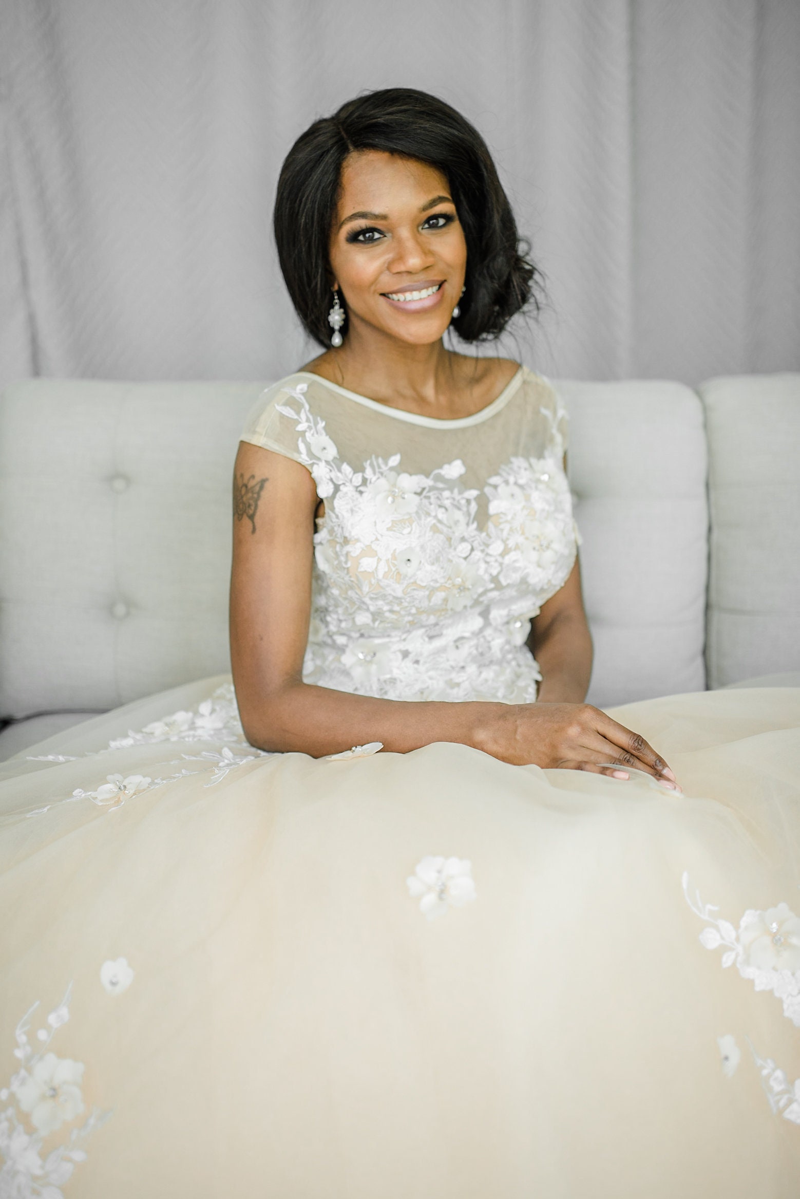 Valerie Custom Champagne Wedding Dress with Lace