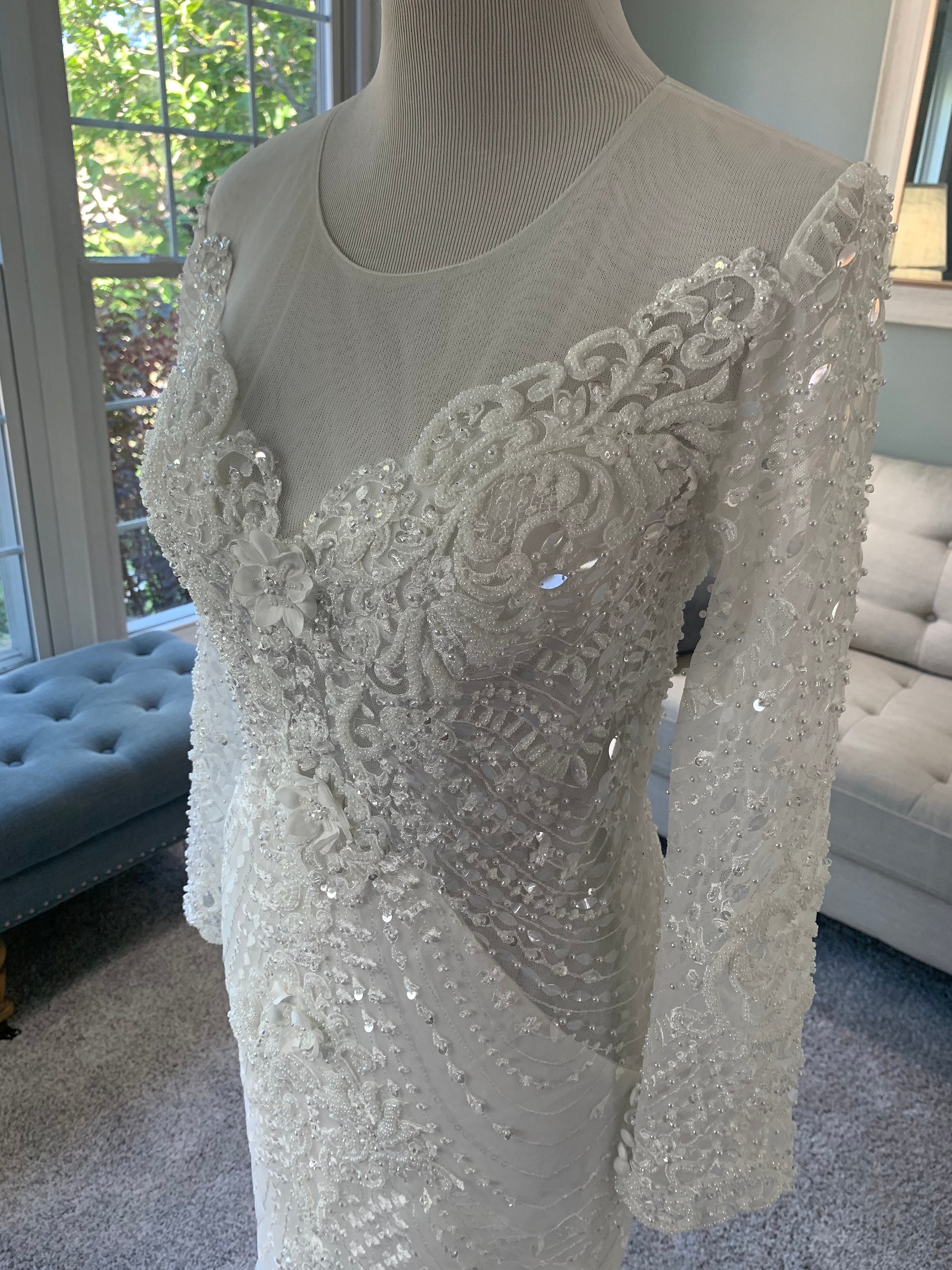 Custom Wedding Dress With Illusion Back and Sleevescustom - Etsy