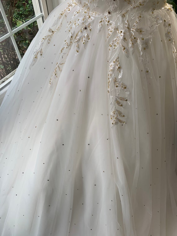 green emerald velvet dress Gold & Blush Floral Embroidered Beaded A-Line Wedding Dress main image 0