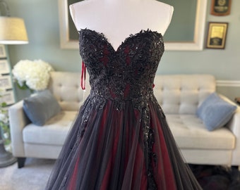 red to black ombre dress Vintage Black Red Ombre A Line Spaghetti Strap Chiffon Long Prom Dress –  shinydress main image 1