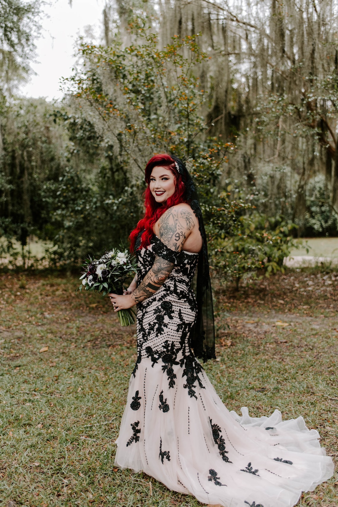 Custom Gothic Blush and Black Wedding Dress  Mermaid wedding image 1