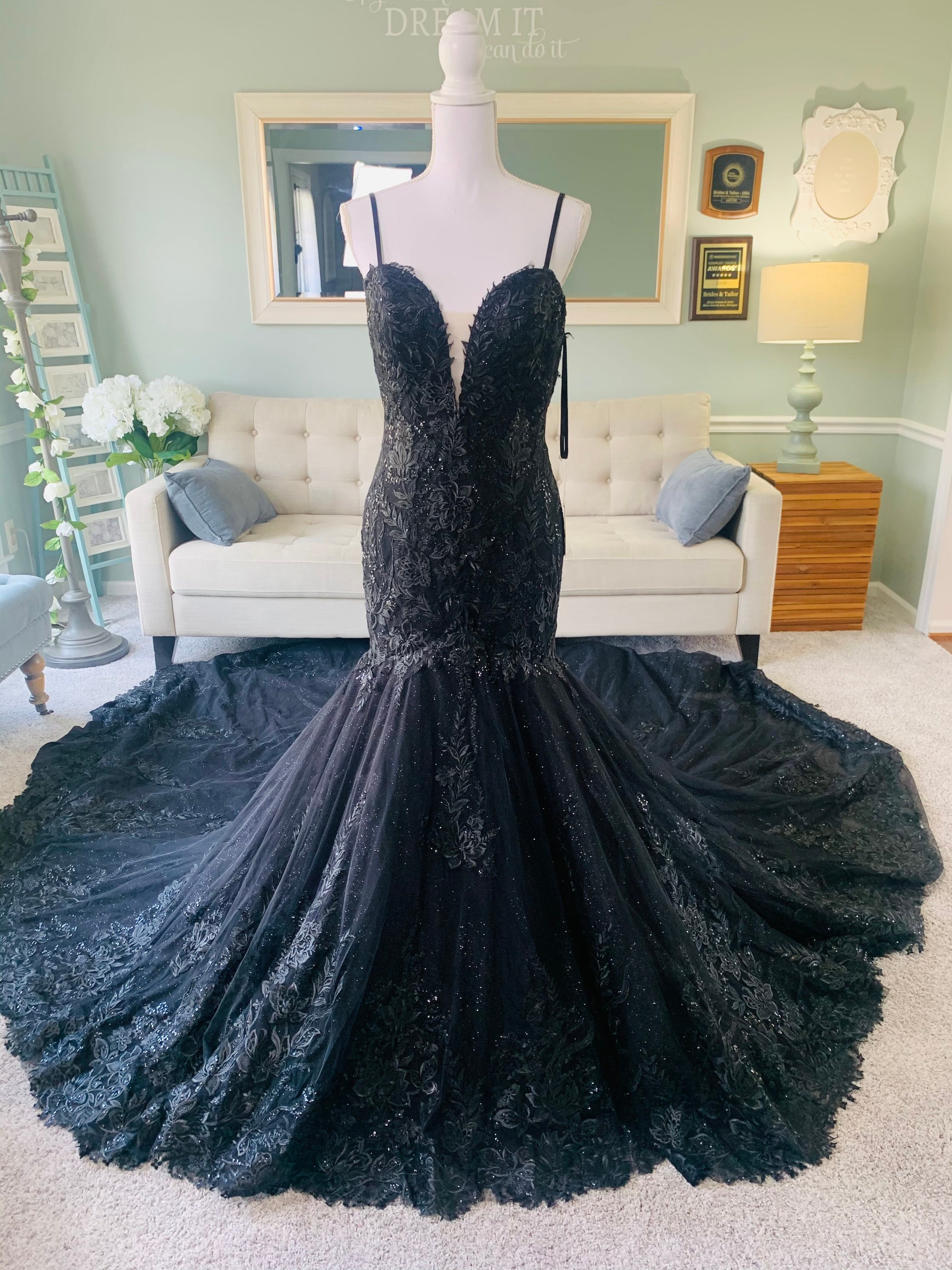 Black Wedding Dress With Sparkles gothic Wedding Dress | Etsy