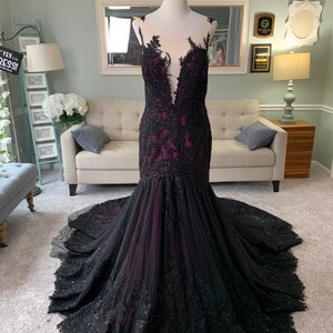Black and Purple Wedding Dress With Cape , Black Wedding Dress With ...
