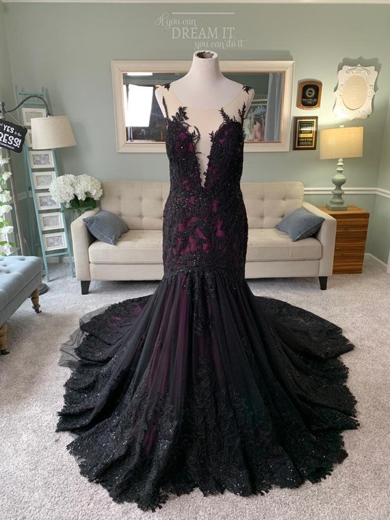 black and purple formal dress