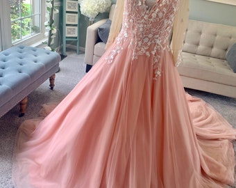 Kate Warm Blush Pink Wedding Dress by Brides & Tailor