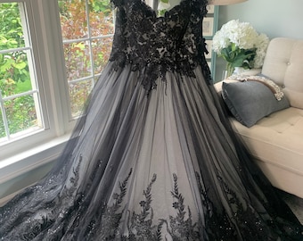 Black and Ivory Wedding Dress, Grey Wedding Dress, Black Wedding Dress, Gothic Wedding Dress, Custom wedding dress