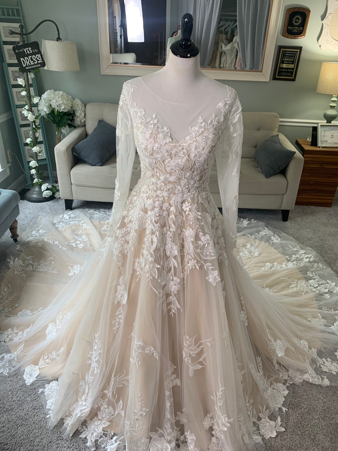 Neda Champagne Wedding Dress, Custom Wedding Dress, Champagne and Ivory ...
