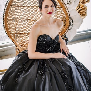Black Wedding Dress with beading by Brides & Tailor, Gothic Wedding Dress, Black Ballgown, Custom Black Ballgown image 6