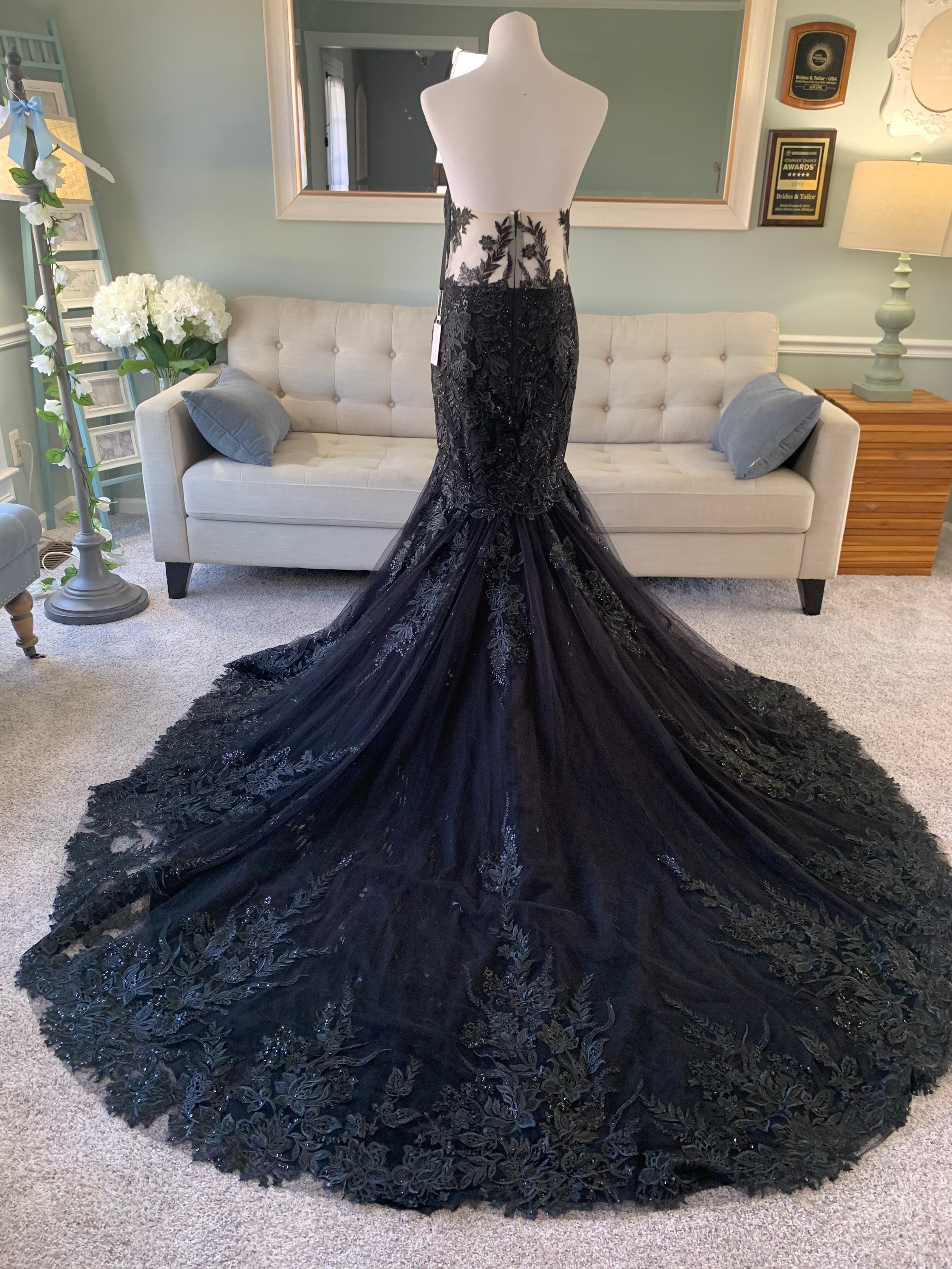 Black Wedding Dress With Sweetheart Neckline gothic Wedding | Etsy