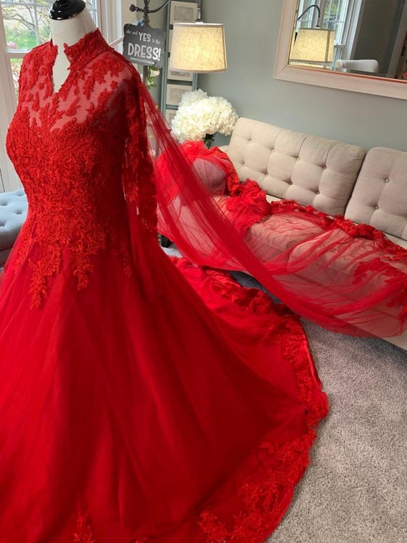 knee length dresses for ladies Boho Red Lace Maxi Dress Red / XL main image 1