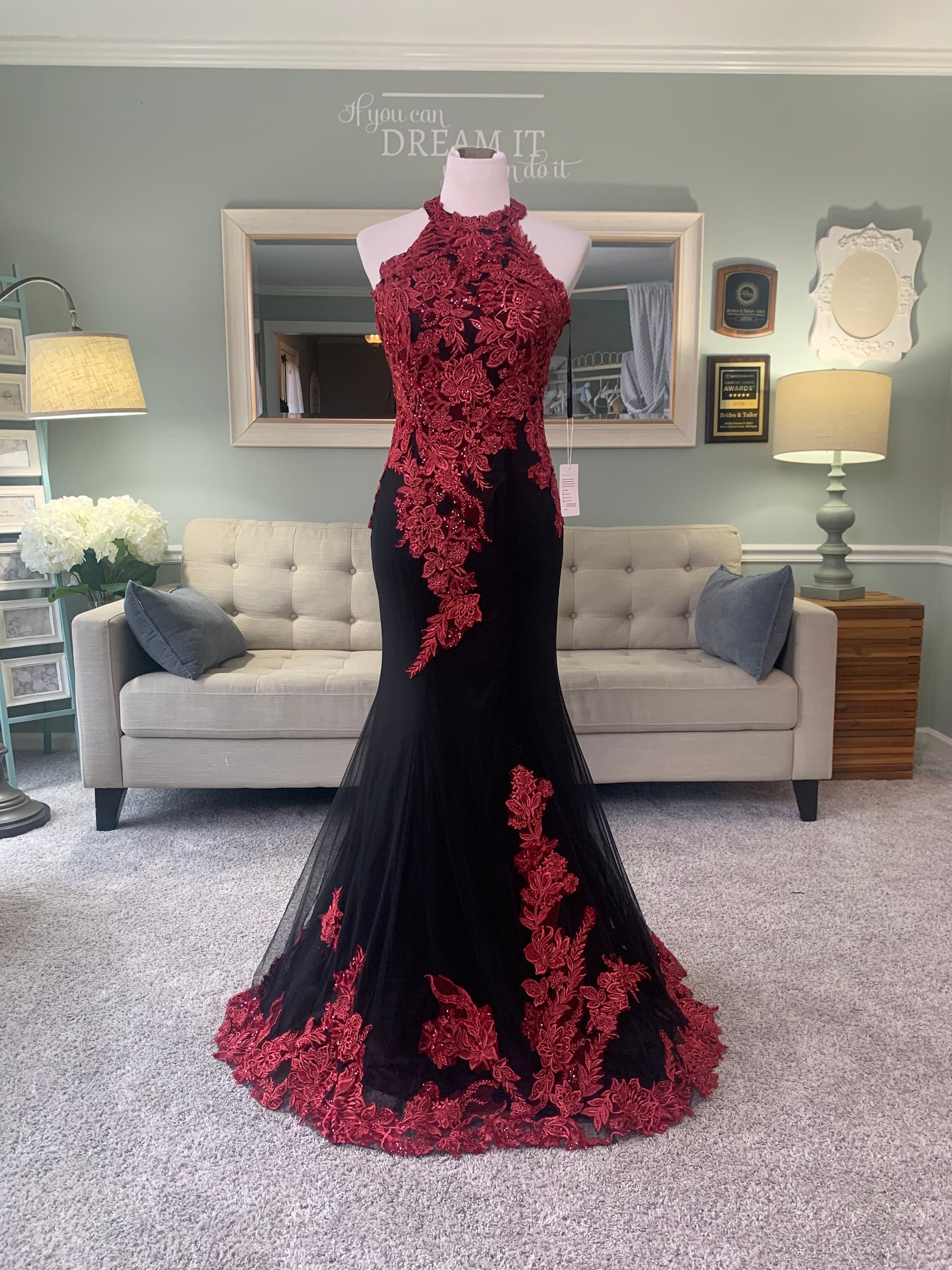 Black and Wedding Dress Black and Red Wedding Etsy