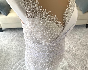 2 in 1 Wedding Dress by Brides & Tailor,Wedding Dress with Beadings, Custom Wedding Dress, Wedding Dress with Pearls, Transformative Dress