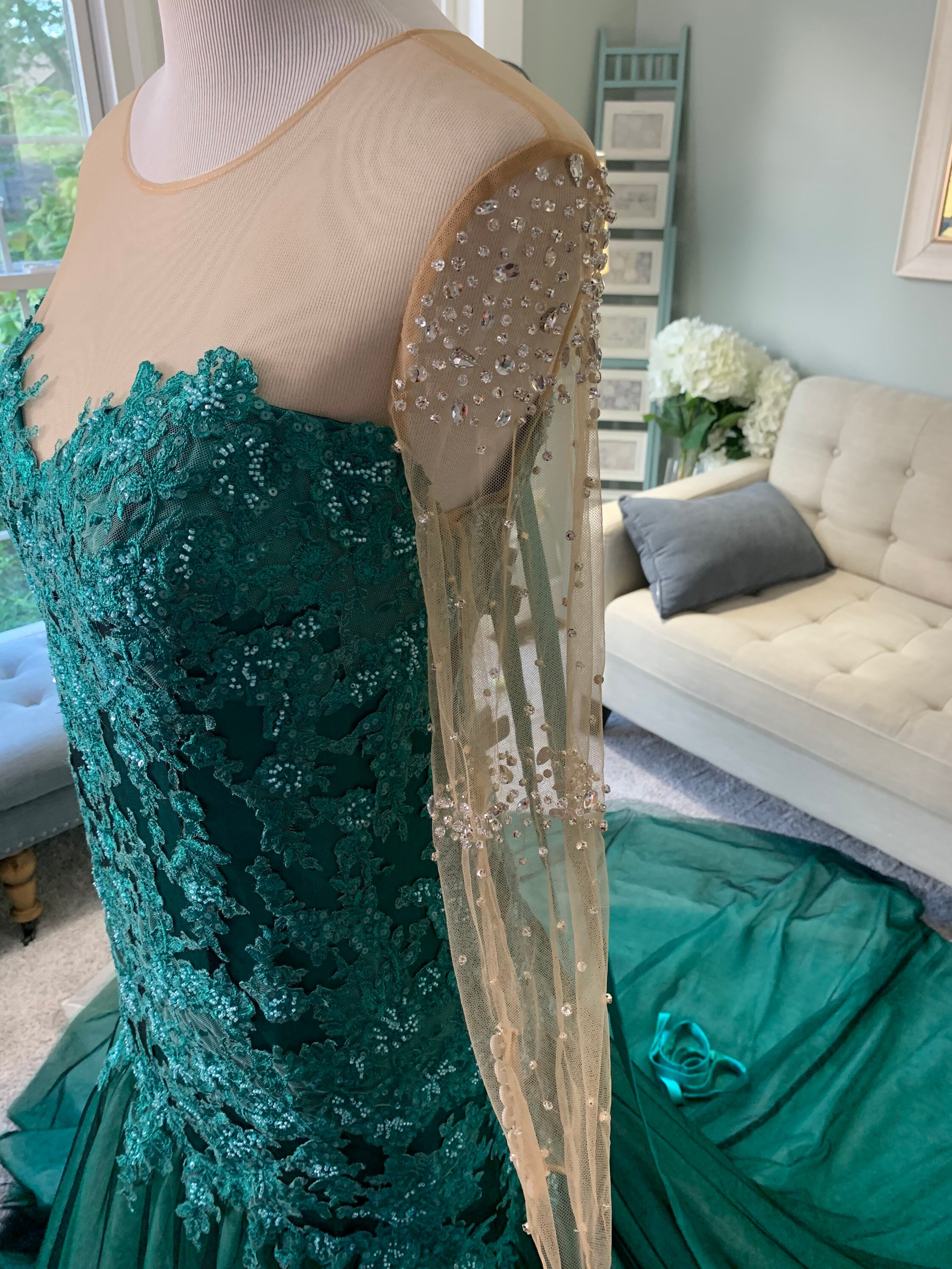 teal and black wedding dress Custom Teal Wedding Dress