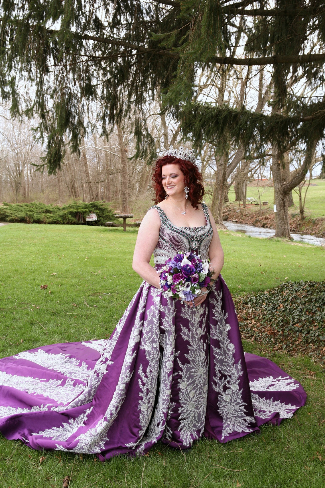 Embroidered Purple Wedding Dress by Brides & Tailor Victorian image 4