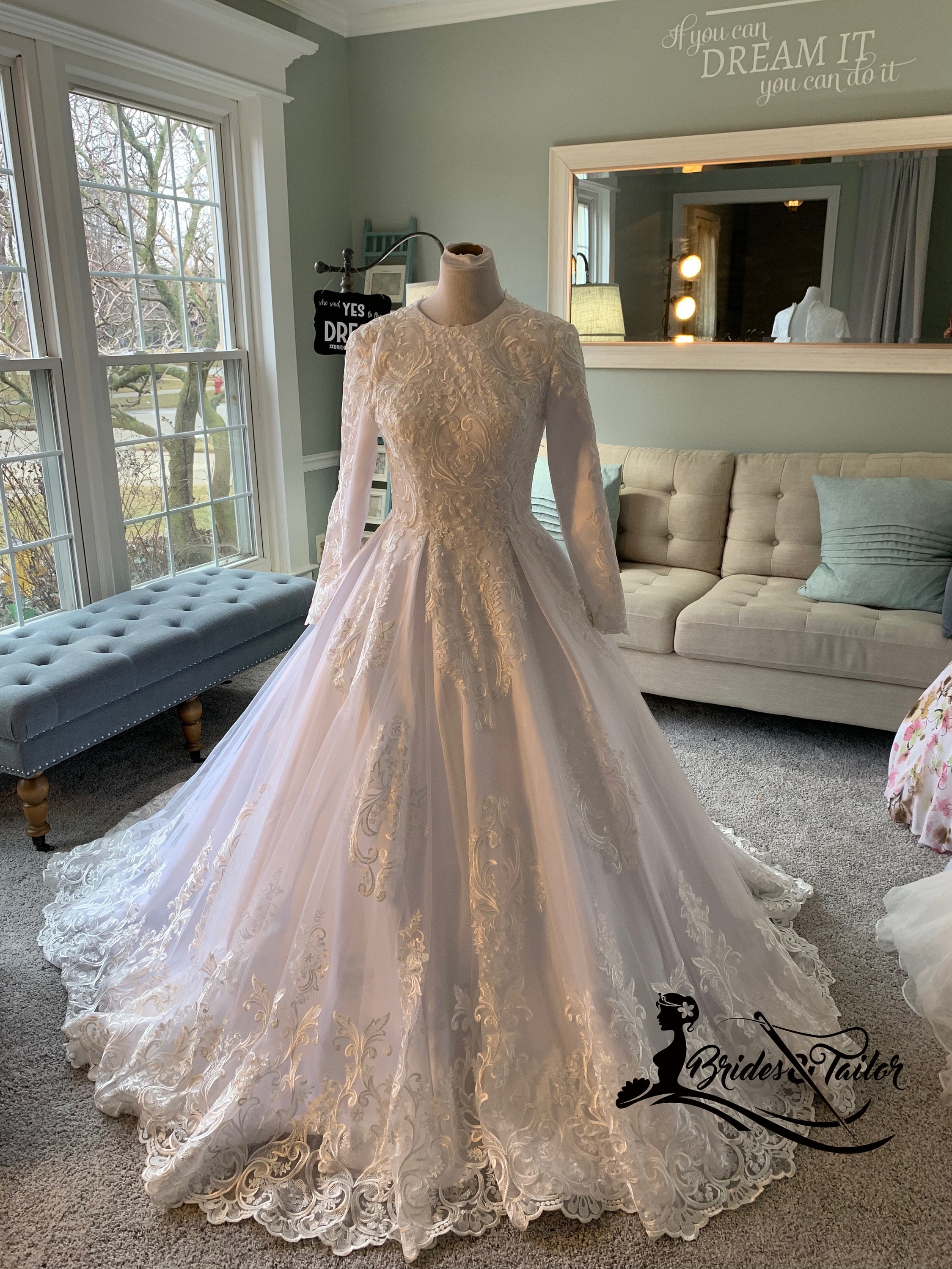 Wedding gown with clearance hijab