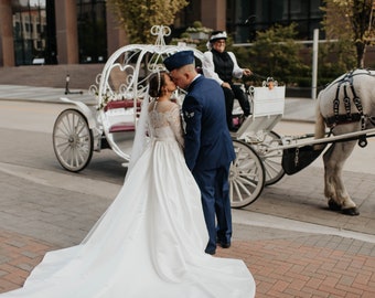 Custom Ballgown Dress with French Lace by Brides & Tailor, Disney Wedding Dress