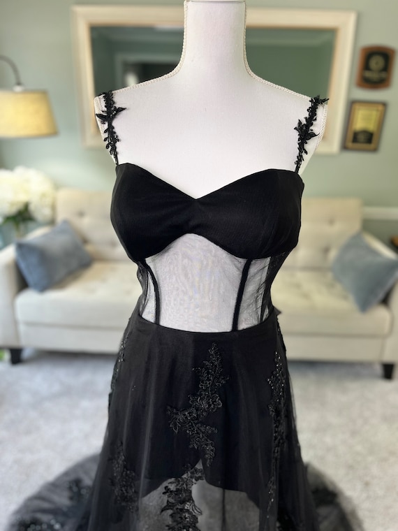 Chasity Black Bridal Jumpsuit With Removable Skirt Wedding