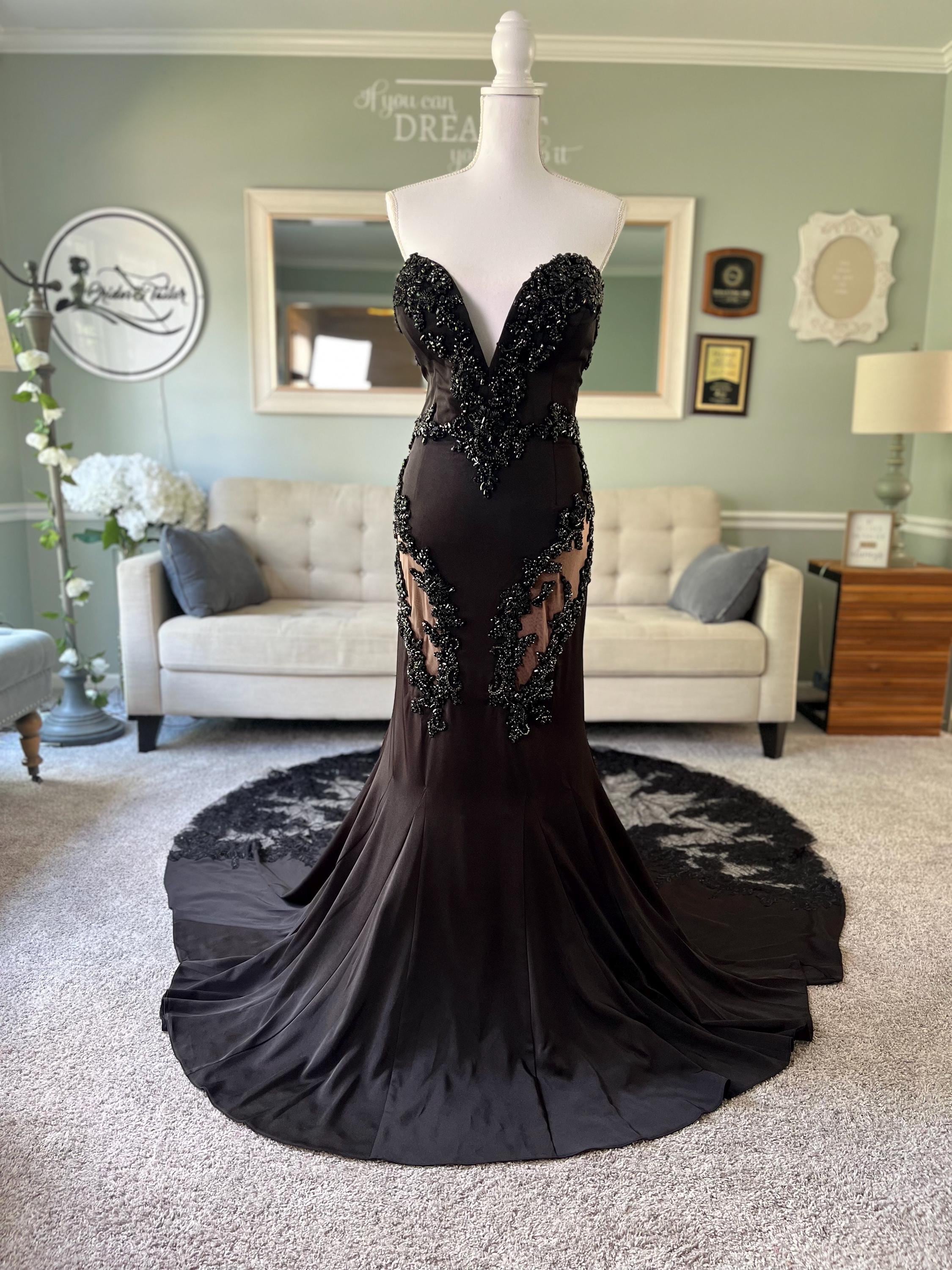 ★ILLIGO★ LACE SHIRRING FLARED DRESS Glitter Fit-and-Flare Wedding Dress with Lace & Leg Slit