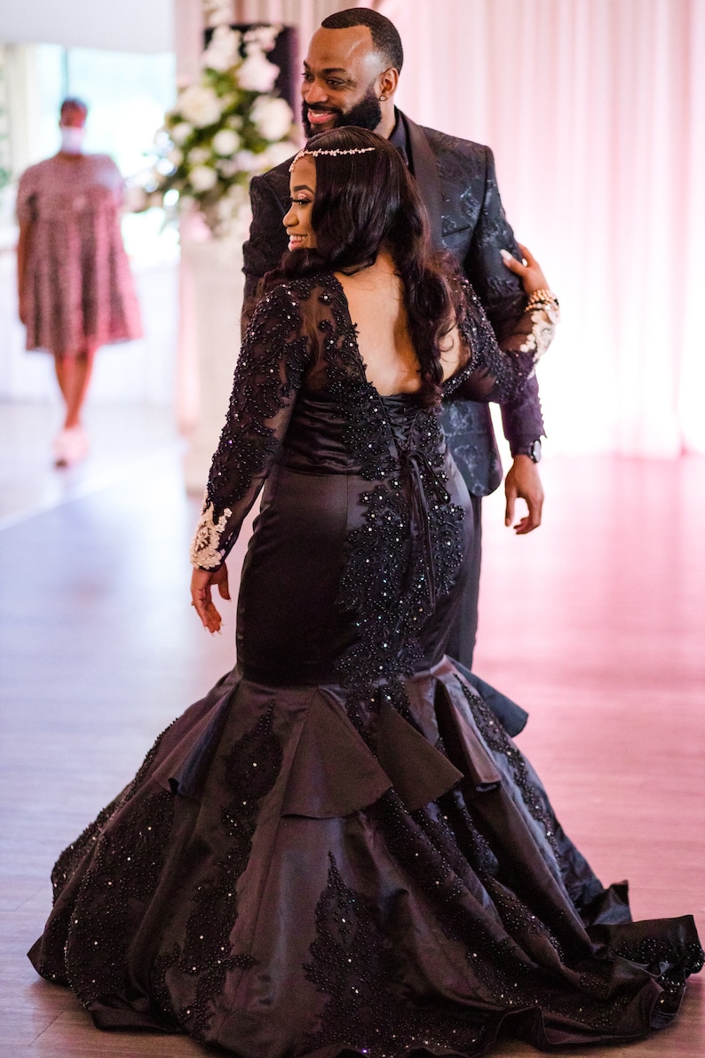 Jamellia Custom Black Wedding Dress by Brides & Tailor LLC/ Black Mermaid Wedding Dress/ Gothic Wedding Dress / Custom Black Gown image 2