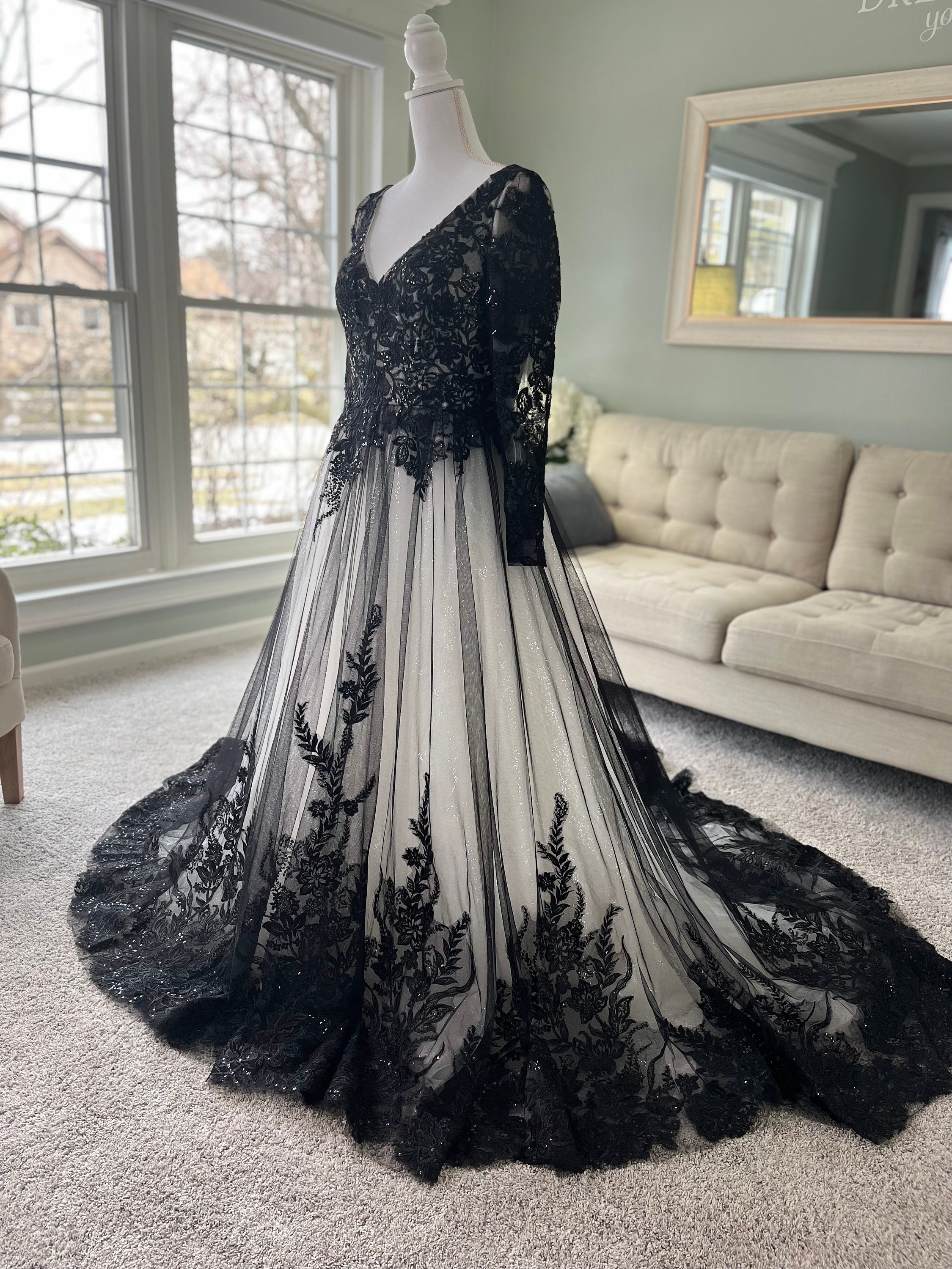 black long prom dress Sexy Mermaid Sweetheart Sequin Slit Dresses Party Dres – Liymc Grey V Neck Chunky ONE-HONEY-STYLE Sleeveless Back Color:Ivory Flora