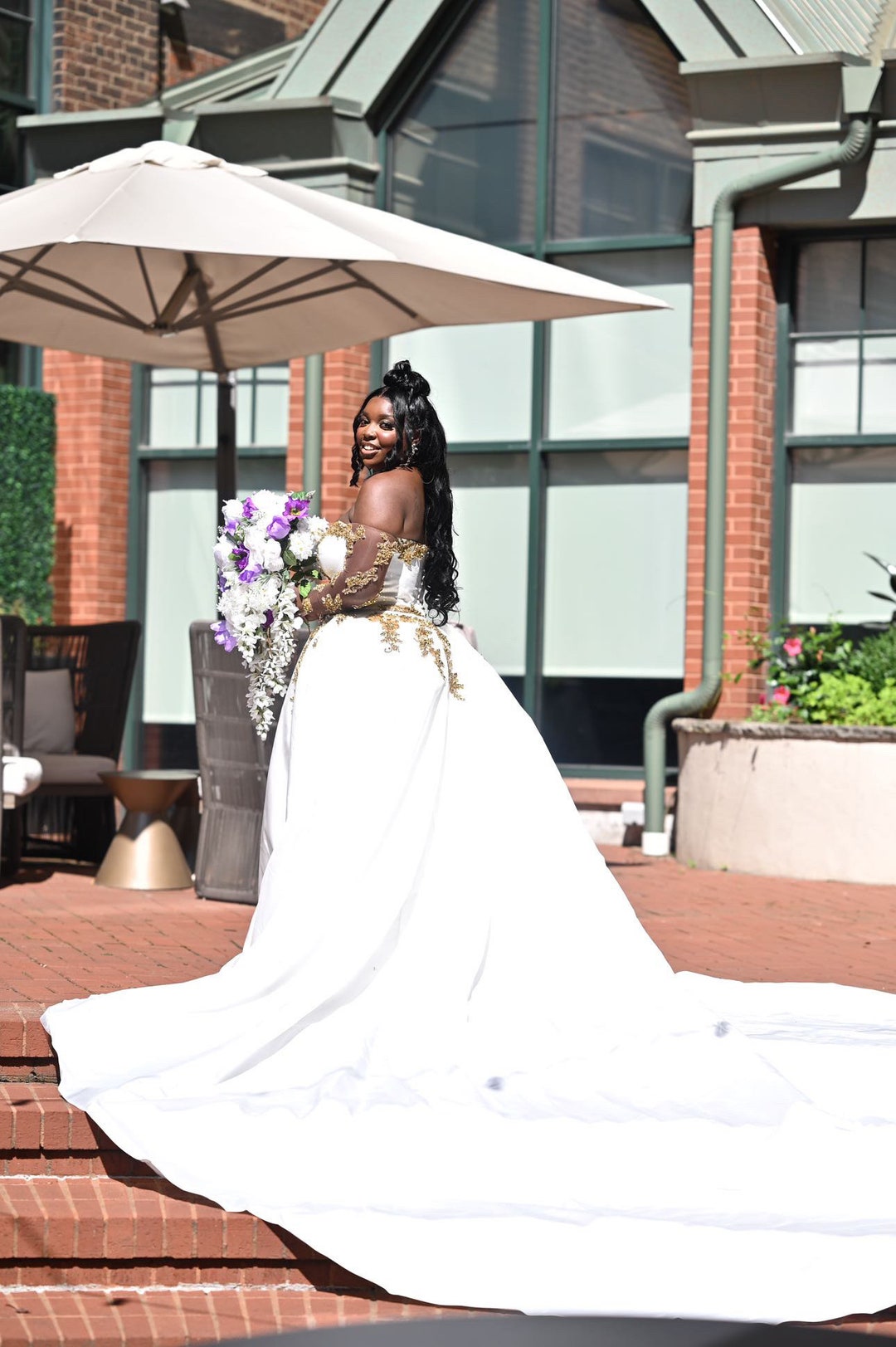 ivory wedding dress with gold jewelry Gorgeous Ivory Wedding Dress main image 0