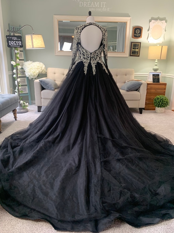 eficiencia Natura Claraboya Vestido de novia negro vestido de gala negro vestido de - Etsy México