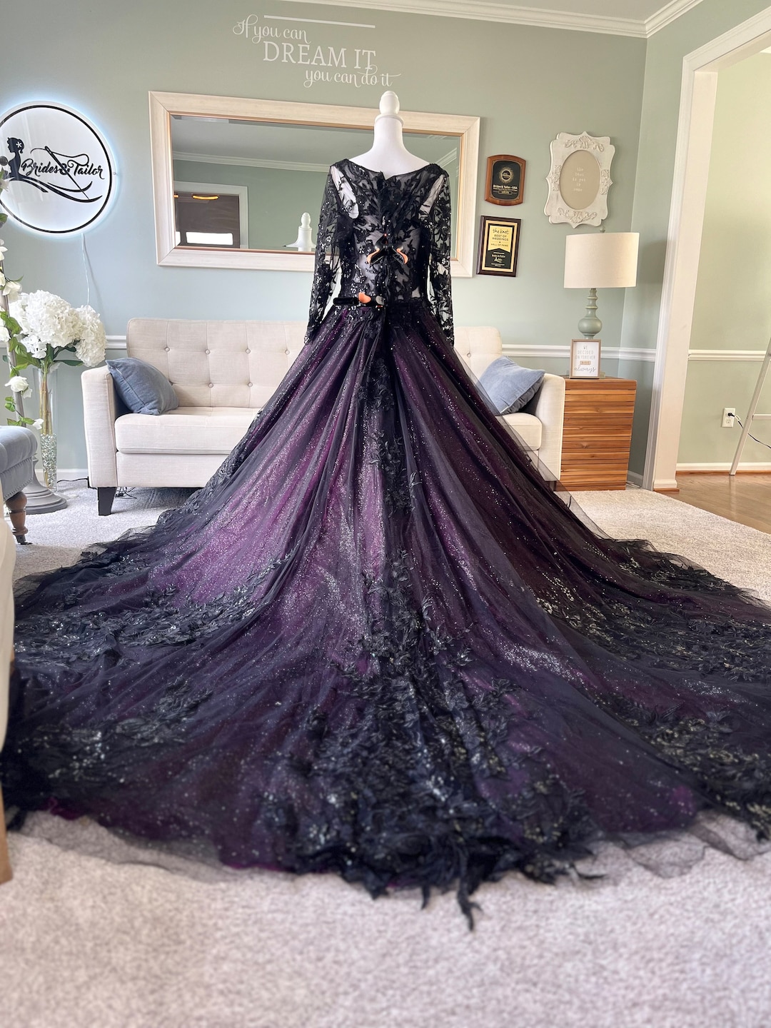 Sam Black Plum Wedding Ballgown: Sparkly Bridal Gown With