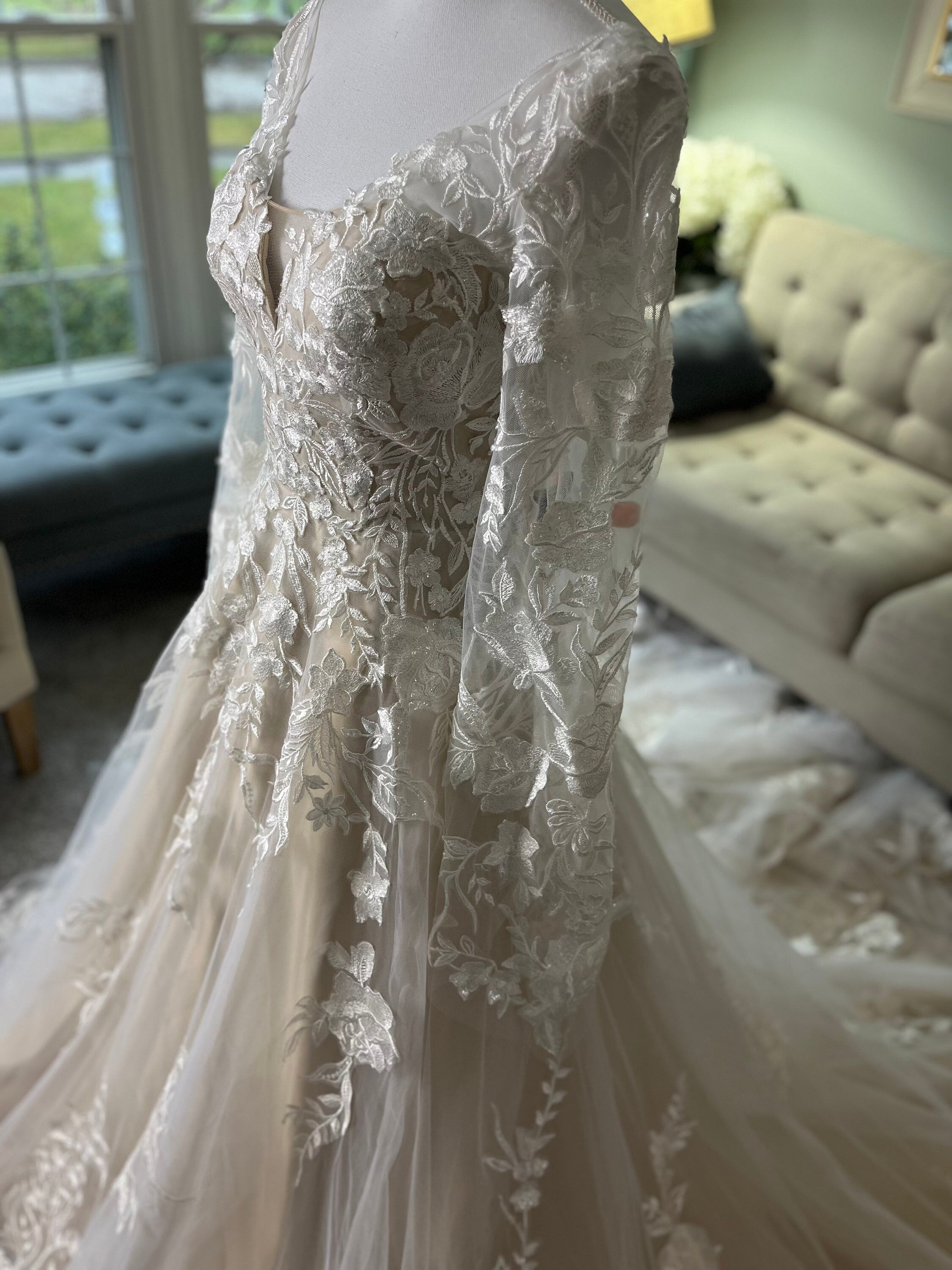 Sarah Champagne Wedding Dress with Bell Sleeves Custom Champagne and Ivory Wedding Dress Champagne and Ivory Wedding Dress