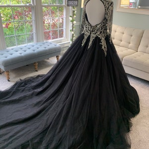 Black Wedding Dress, Black Ballgown, Custom Black Wedding Dress, Gothic ...