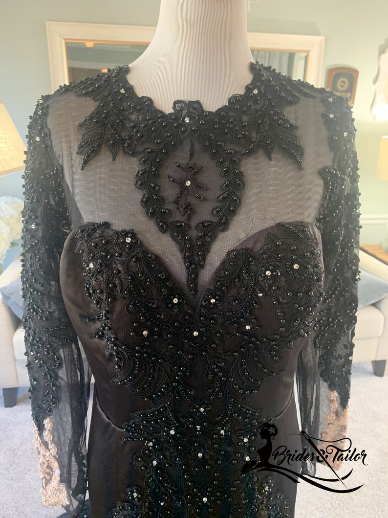 Jamellia Custom Black Wedding Dress by Brides & Tailor LLC/ Black Mermaid Wedding Dress/ Gothic Wedding Dress / Custom Black Gown image 10