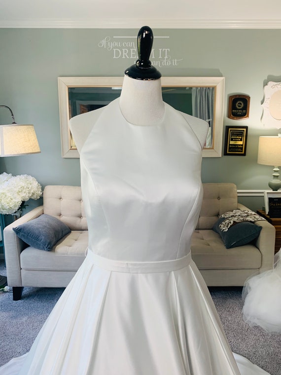 Nikki Halter Neck Duchess Satin Wedding Dress: Open Back Ballgown - Etsy Nikki Halter Neck Duchess Satin Wedding Dress: Open Back Ballgown - Etsy