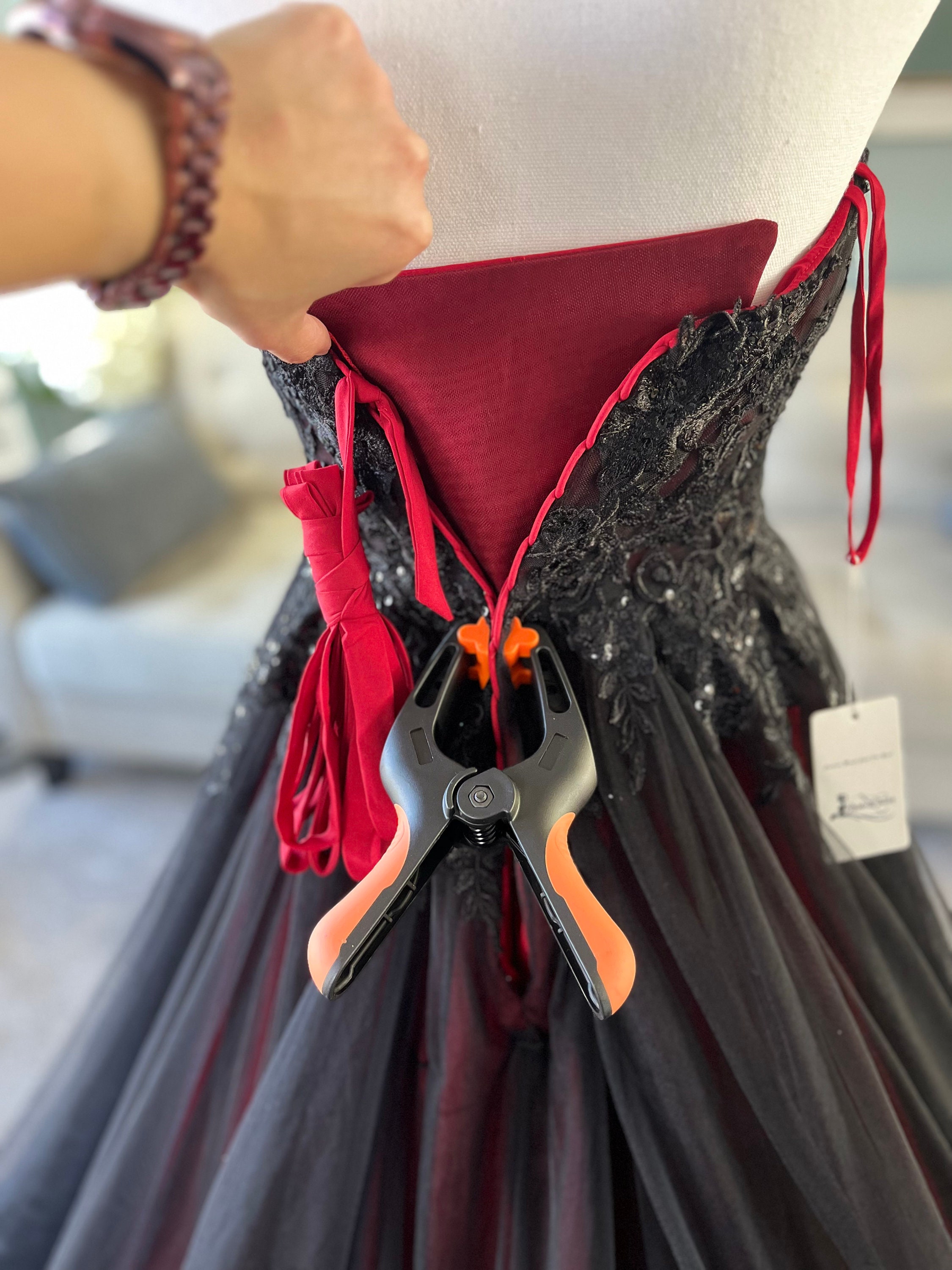 Taylor Dark Red and Black Wedding Dress, Ombre Colored