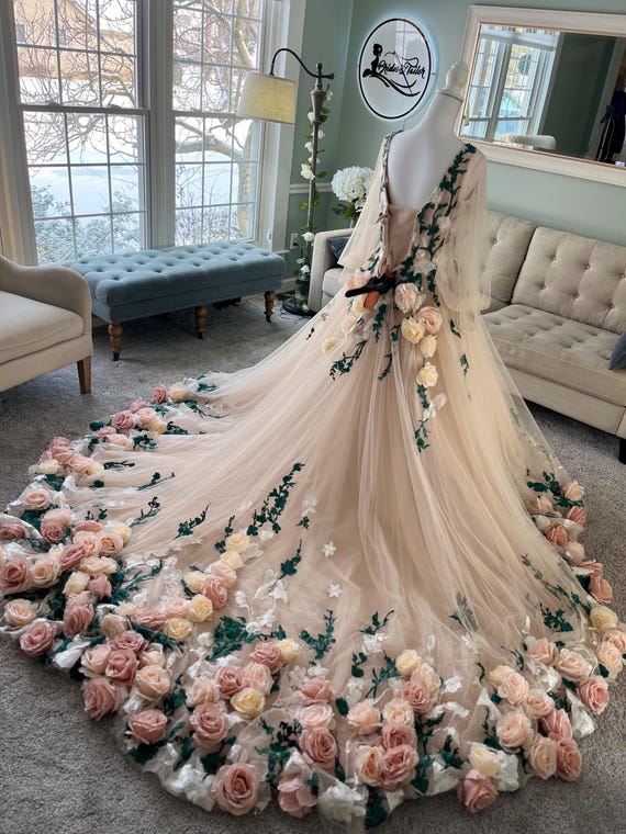 the full bloom embroidered dress in champagne Champagne Bloom Embellished Dress