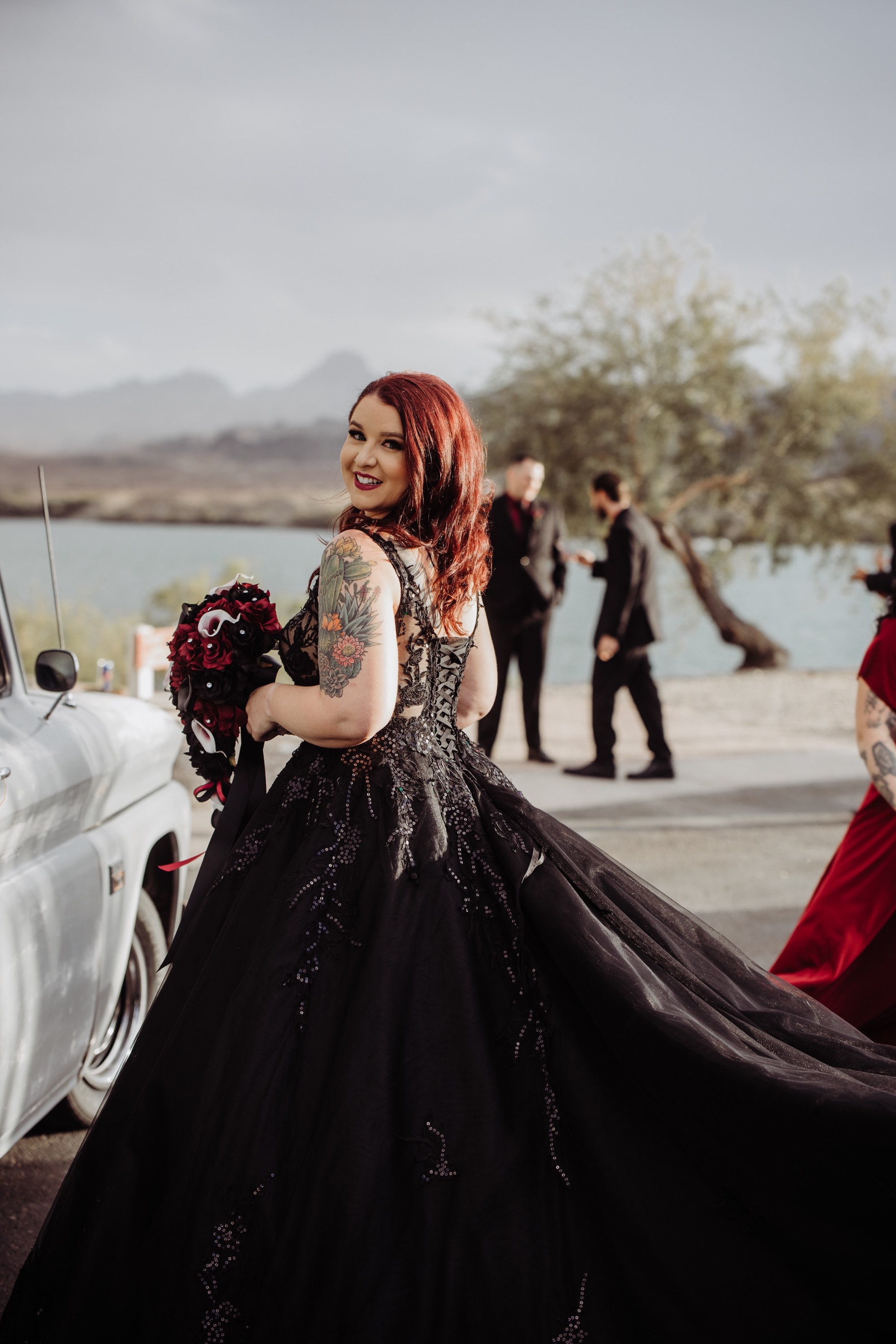 bride black wedding dresses