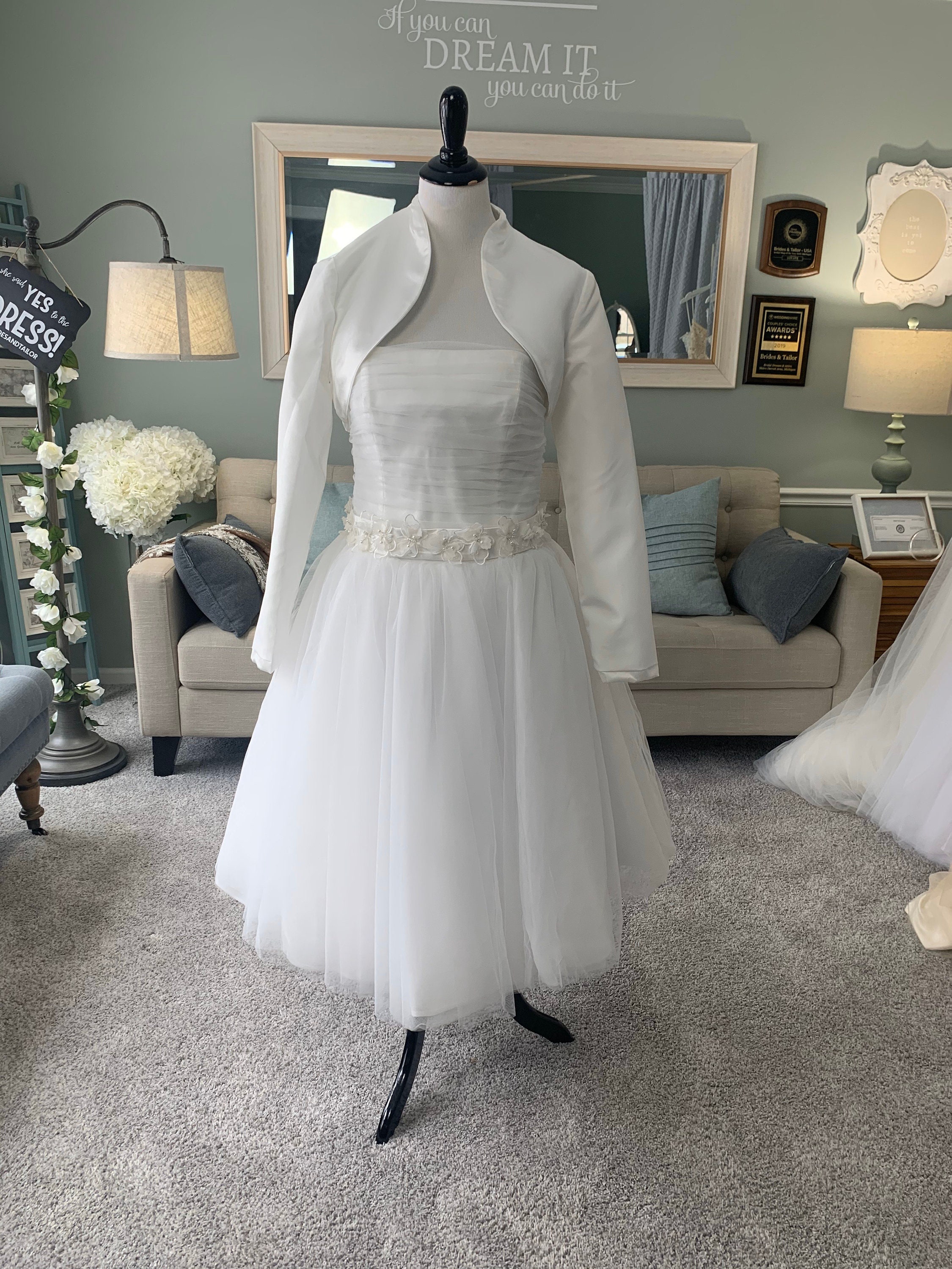 Kylah Convertible Wedding Dress with Pockets: 3-in-1 Long to Short Gown