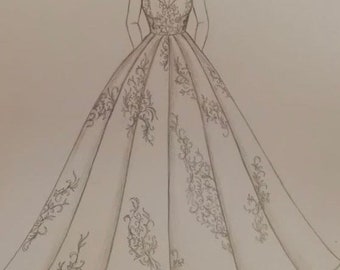 Boceto de vestido de novia personalizado en 2D por Brides & - Etsy España Boceto de vestido de novia personalizado en 2D por Brides & - Etsy España