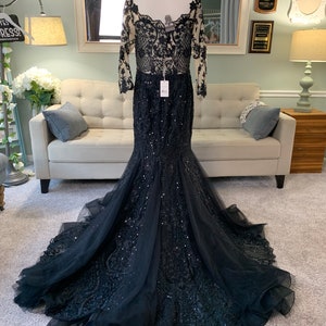 Black Mermaid Wedding Dress, Black Wedding Dress, Gothic Wedding Dress ...