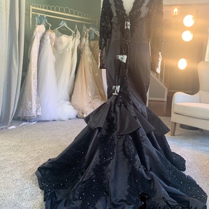 Jamellia Custom Black Wedding Dress by Brides & Tailor LLC/ Black Mermaid Wedding Dress/ Gothic Wedding Dress / Custom Black Gown image 8