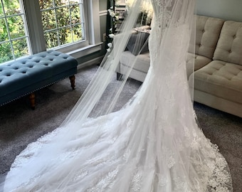 Elegant A-Line Wedding Dress with Removable Cape Veil, A-Line Wedding Dress with Cape, Custom Wedding Dress, Aline  dress with cape