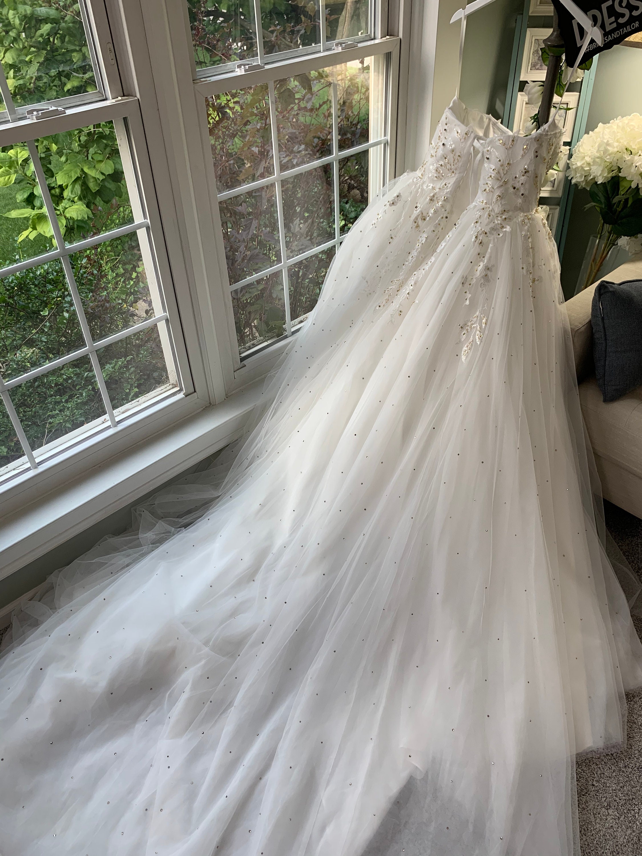 Kim Ivory and Gold Wedding Dress with Removable Lace Cape - Custom 'Kim' Design