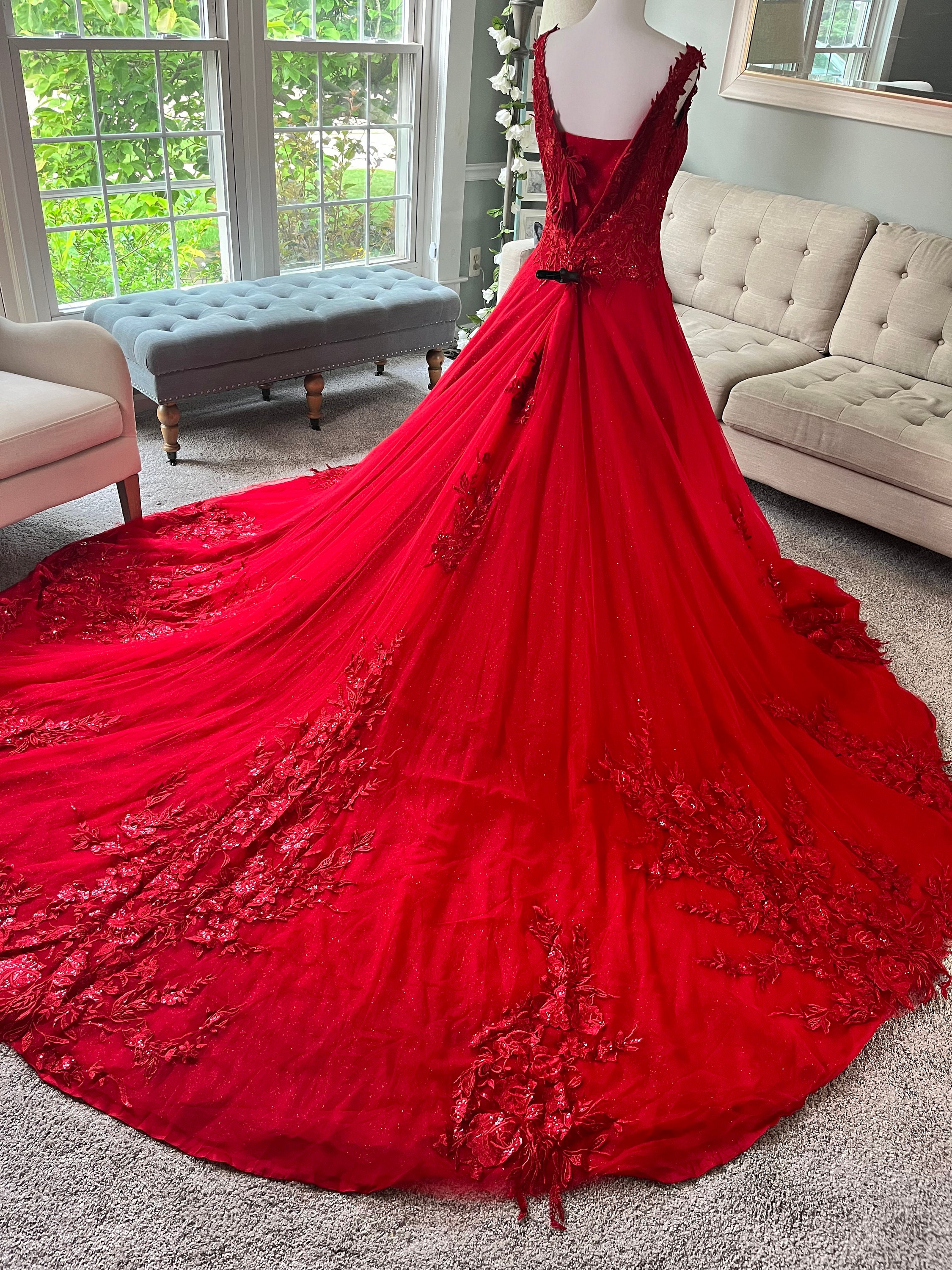 long red wedding dress 26 Beautiful Red Wedding Dresses + Red Wedding Dress Meaning