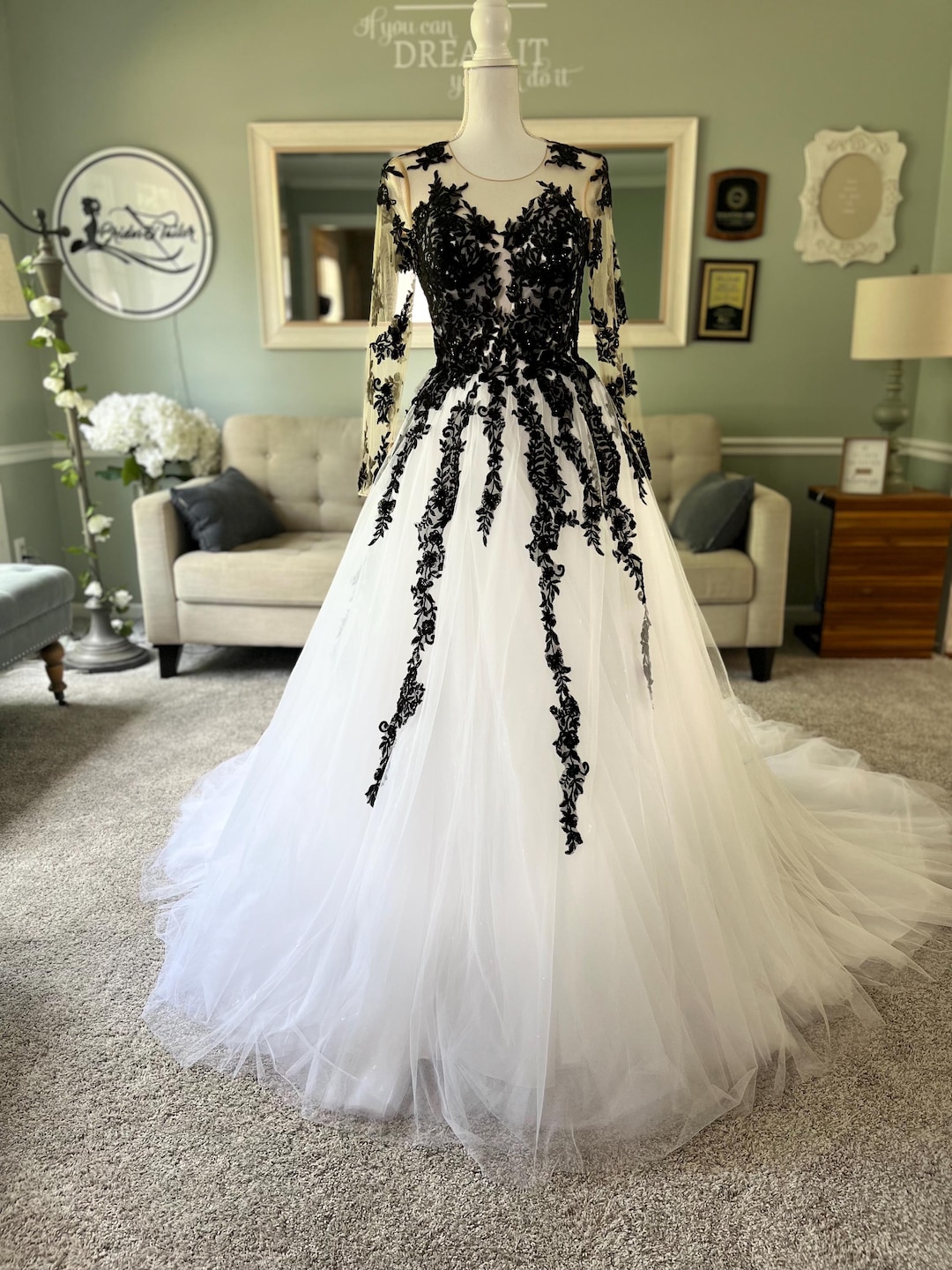 Lena Black Lace Wedding Dress: Lena Gothic Medieval Gown