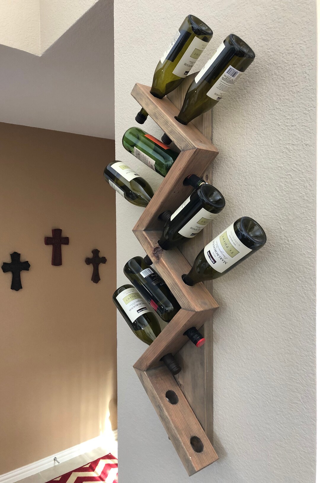 Zig Zag Wine Rack Custom Farmhouse Handmade Wood Wine Rack Etsy