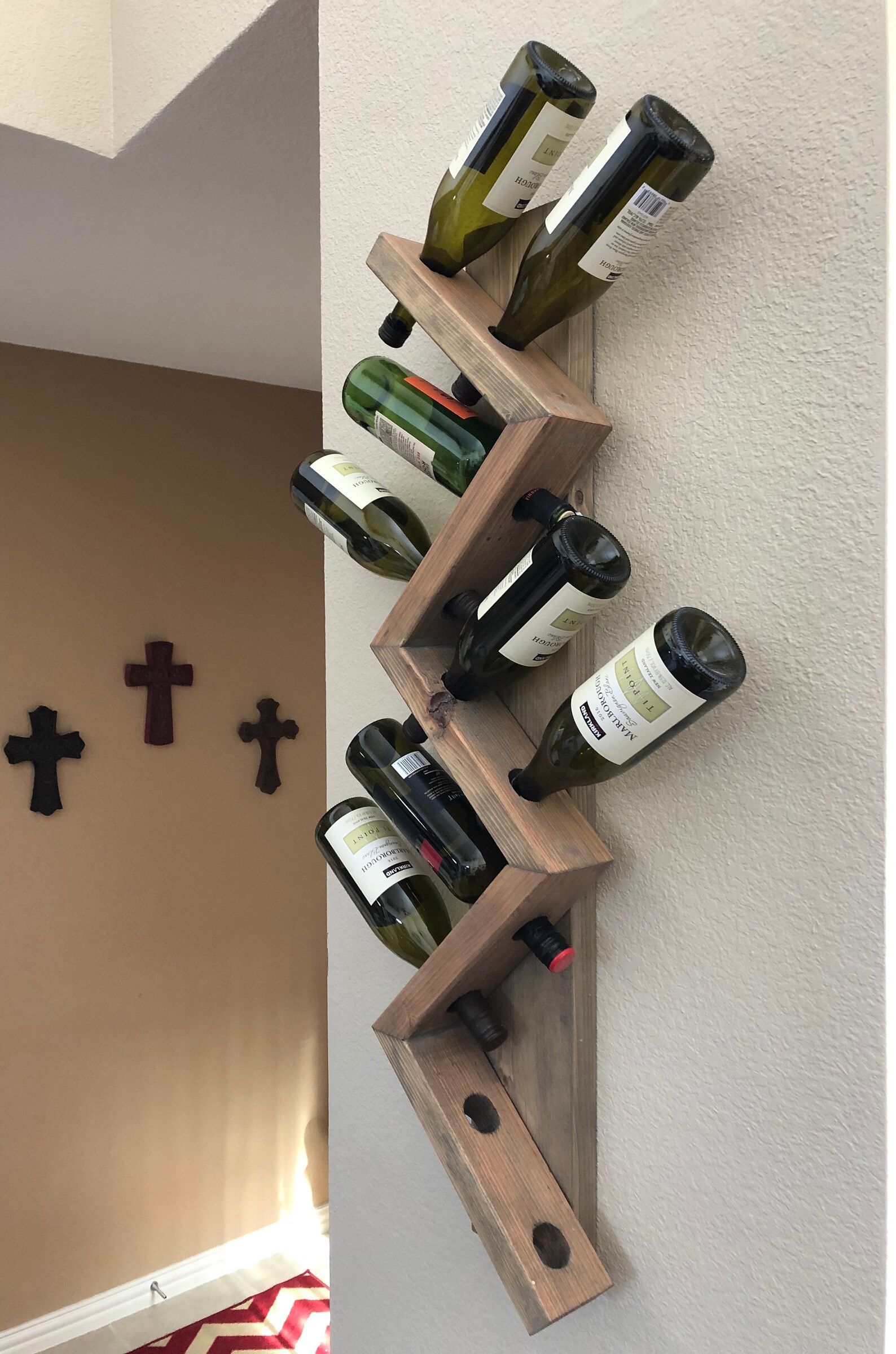 Zig Zag Wine Rack Custom Farmhouse Handmade Wood Wine Rack Etsy