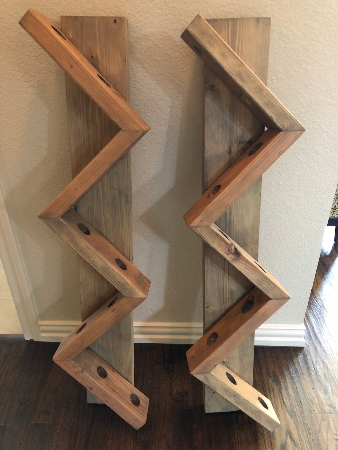 Zig Zag Wine Rack Custom Farmhouse Handmade Wood Wine Rack Etsy