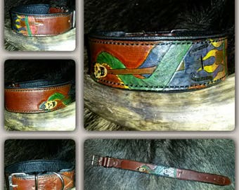 Hundehalsband aus Echtleder im Rockabilly-Stil