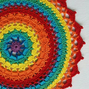 Crochet mandala doily , rainbow mandala , bright colors handmade mandala